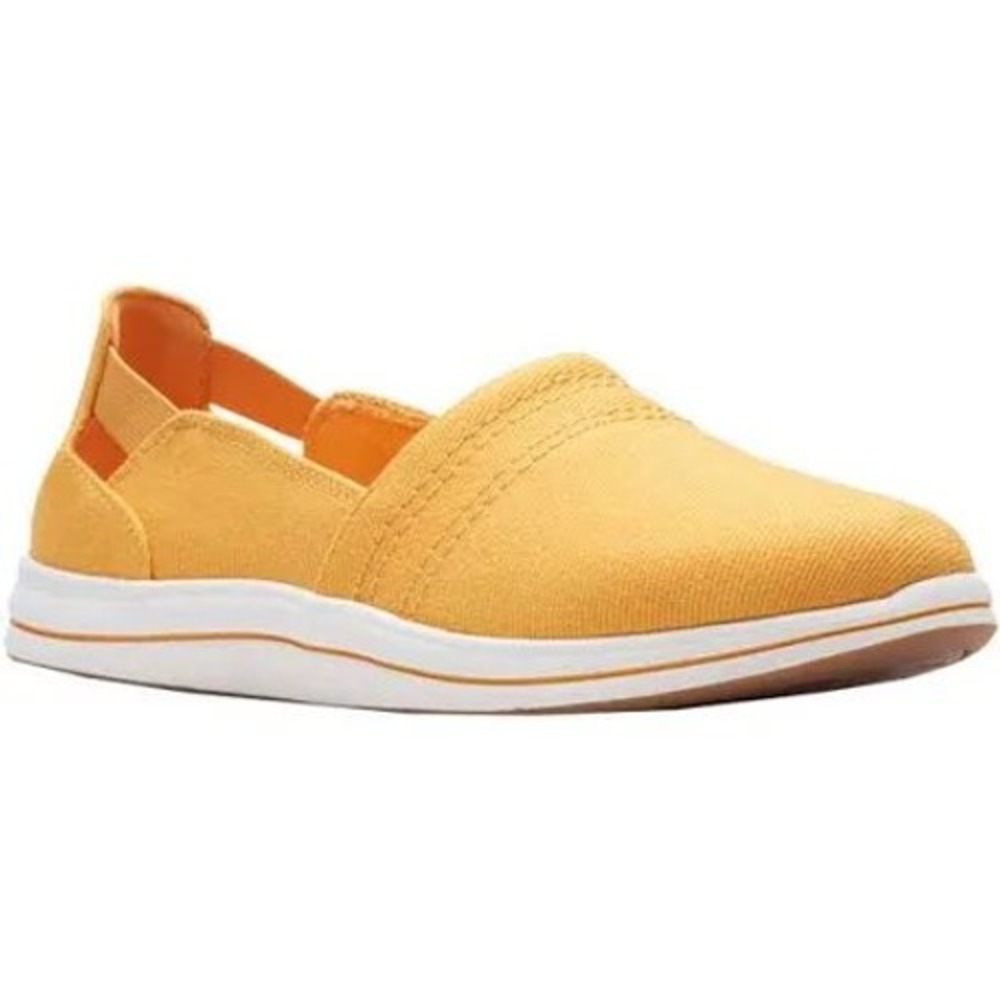 Clarks Cloudsteppers Step Glow‎ Womens 9.5 Yellow Excellent Canvas Slip On Shoes